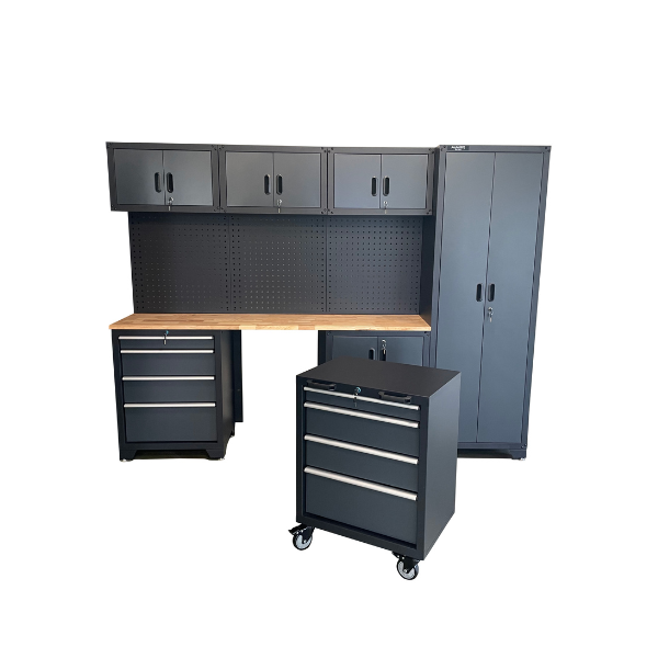 COMBINED GARAGE CABINET with tool trolley, AQ02BK, AutoEQ