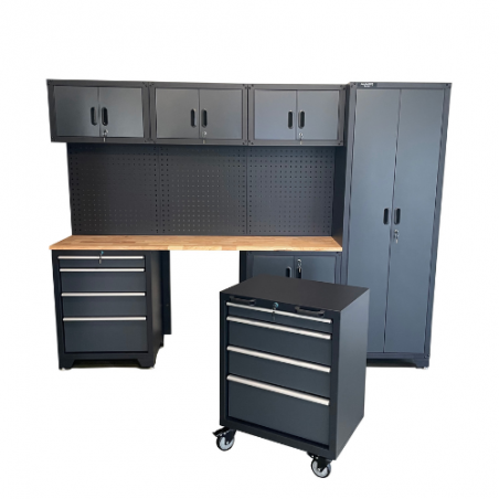 COMBINED GARAGE CABINET with tool trolley, AQ02BK, AutoEQ
