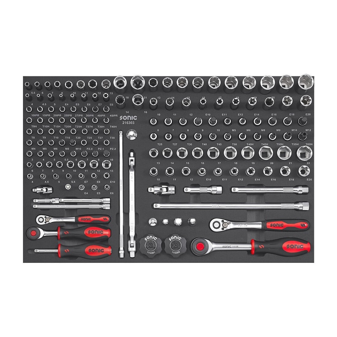 Įrankių komplektas į vežimėlį 163vnt., Sonic Equipment, 216303