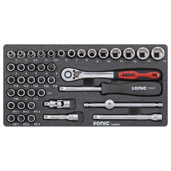 Galvučių 1/4 komplektas lagamine 40 vnt SONIC EQUIPMENT (104001, SONIC)