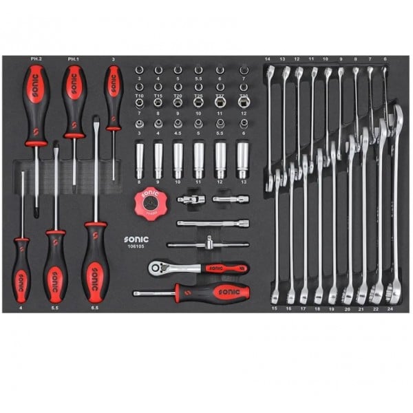 Įrankių komplektas į vežimėlius (61vnt) SONIC EQUIPMENT (106105, SONIC)