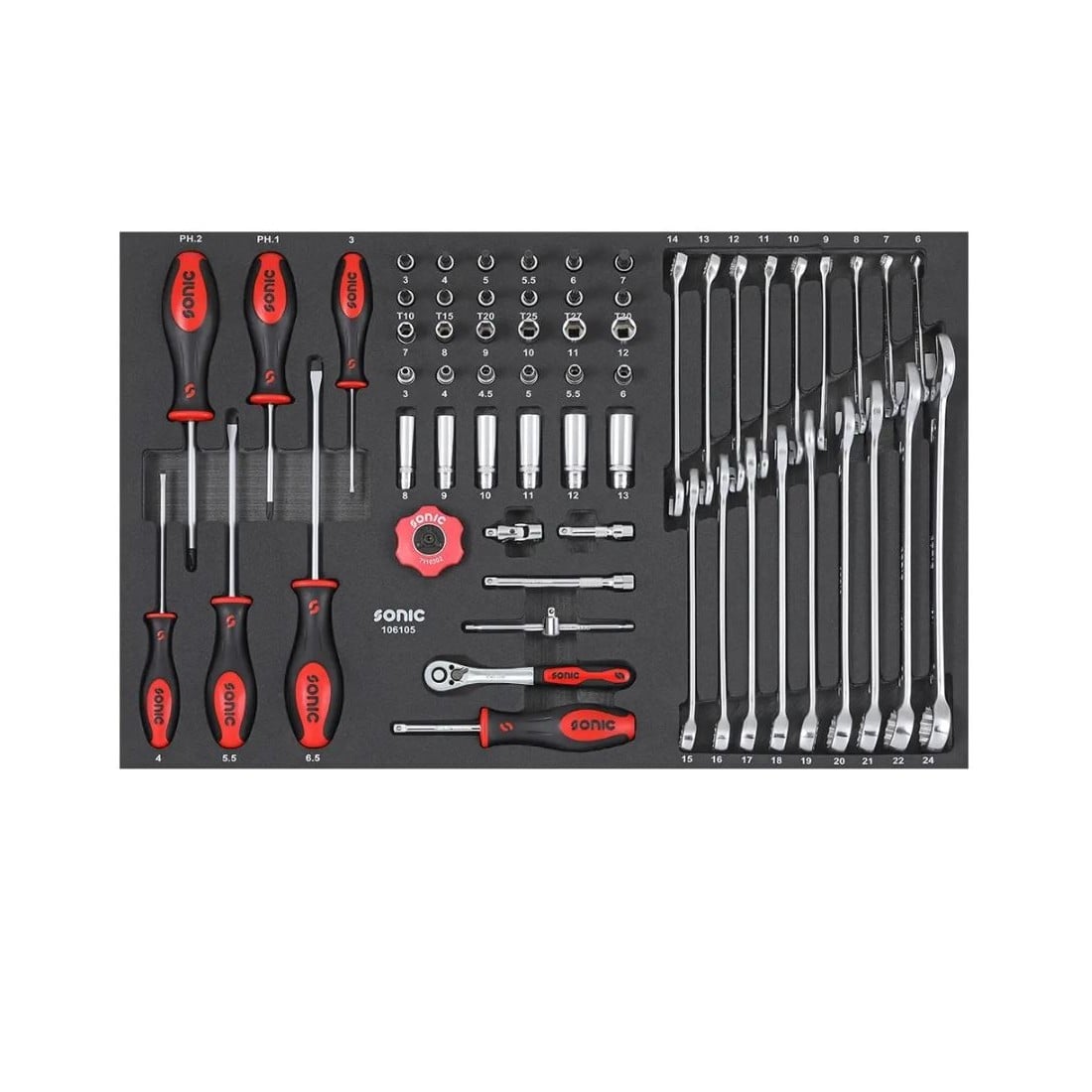 Įrankių komplektas į vežimėlius (61vnt) SONIC EQUIPMENT (106105, SONIC)