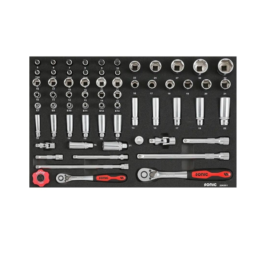 Įrankių komplektas į vežimėlius (65vnt) SONIC EQUIPMENT (206501, SONIC)