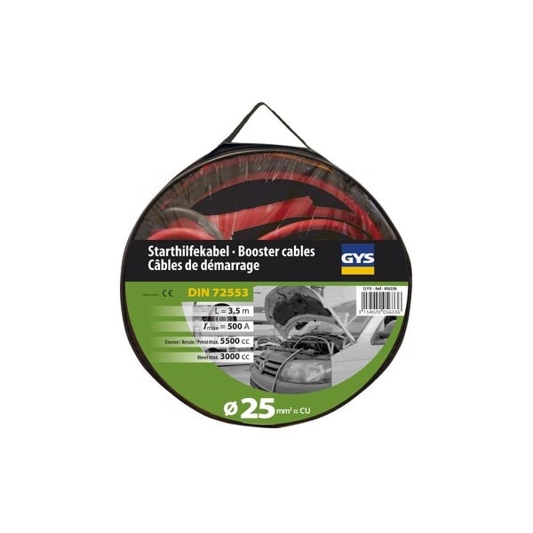 Užvedimo laidai, Ø25mm² - 2 x 3.5m JUMP LEADS PRO 500A (3.5L/5.5L) (056336, GYS)