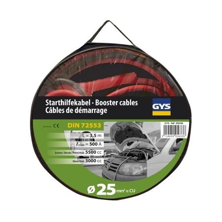 Užvedimo laidai, Ø25mm² - 2 x 3.5m JUMP LEADS PRO 500A (3.5L/5.5L) (056336, GYS)