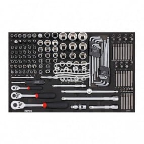 Įrankių komplektas į vežimėlį, 1/4", 3/8" ir 1/2" 160 vnt., Sonic Equipment, 316001