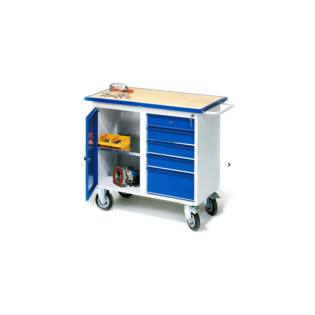 Desk FLEX 5 drawers + 1 cabinet, with wheels (23108)