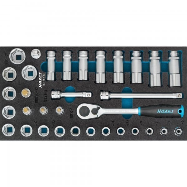 Socket set - 3/8 inch (10 mm) square, hollow (163-483/33, HAZET)