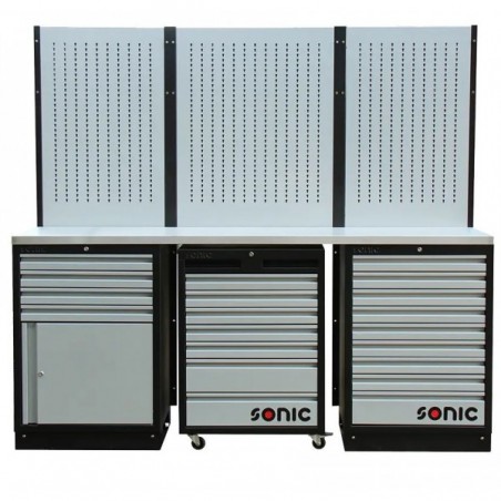 Įrankių spintelių komplektas su metaliniu stalviršiu, vežimėliu ir sienele, SONIC EQUIPMENT (4731814, SONIC)