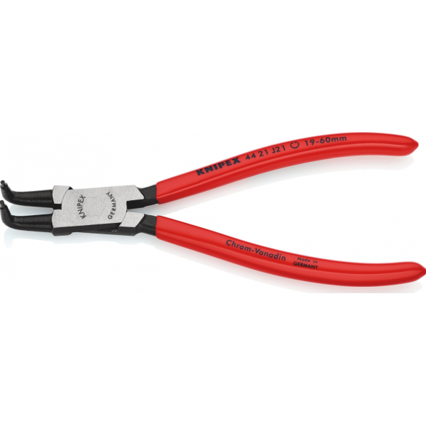 Replės vidiniams fiksavimo žiedams lenktos 90° 19-60mm (44 21 J21, KNIPEX)