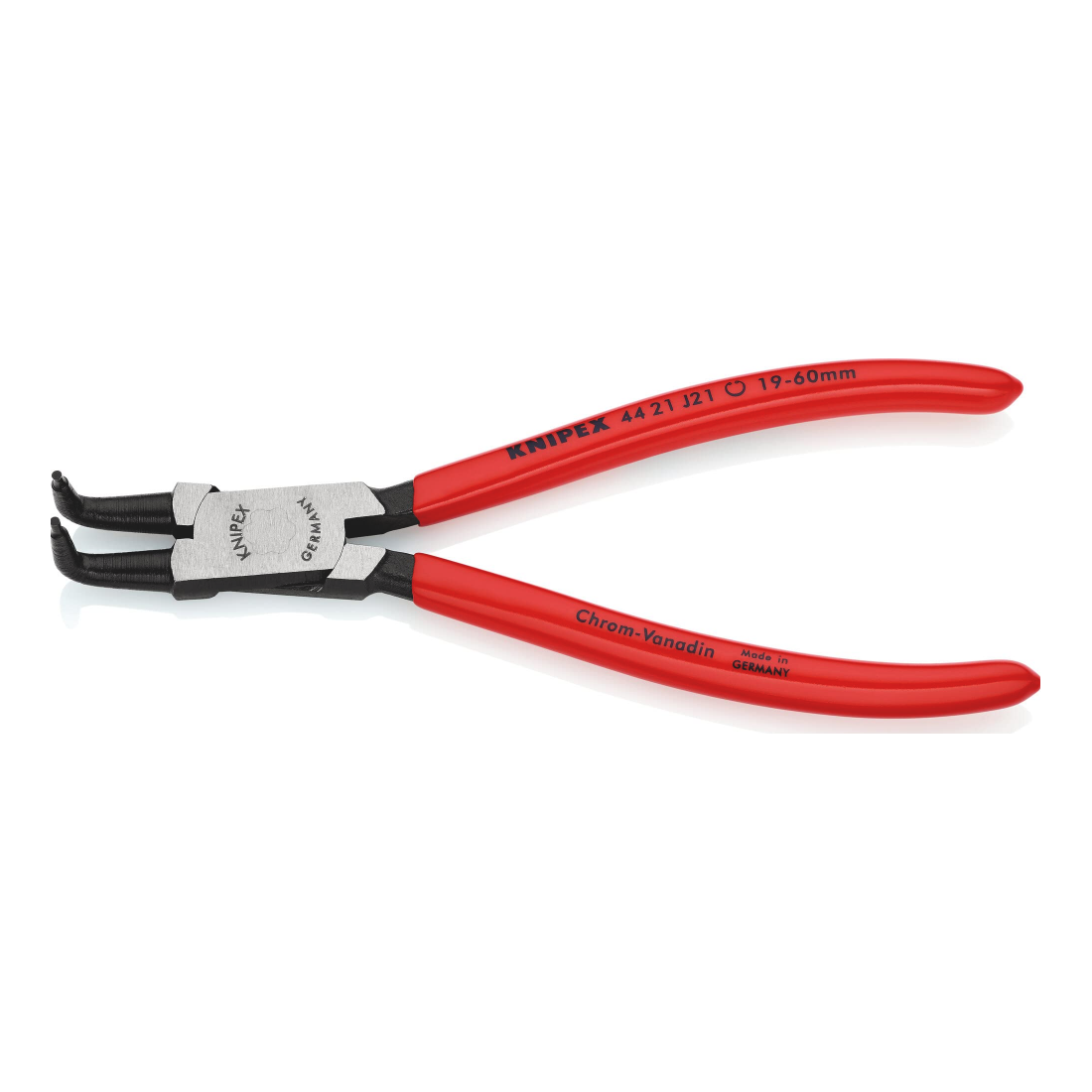 Replės vidiniams fiksavimo žiedams lenktos 90° 19-60mm (44 21 J21, KNIPEX)