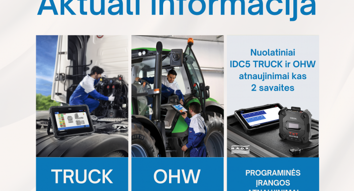 TEXA IDC5 TRUCK ir OHW programinės įrangos atnaujinimai kas 2 savaites