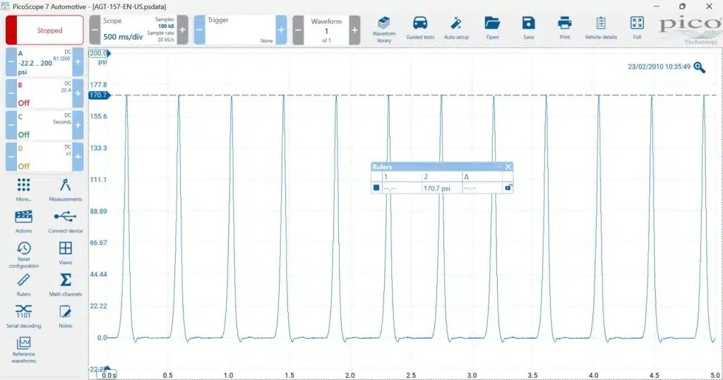 PicoScope 7 ekrano kopija