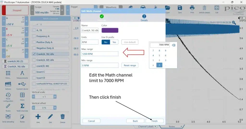 PicoScope 7 Automotive programos ekrano vaizdas