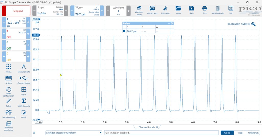 PicoScope 7 ekrano kopija