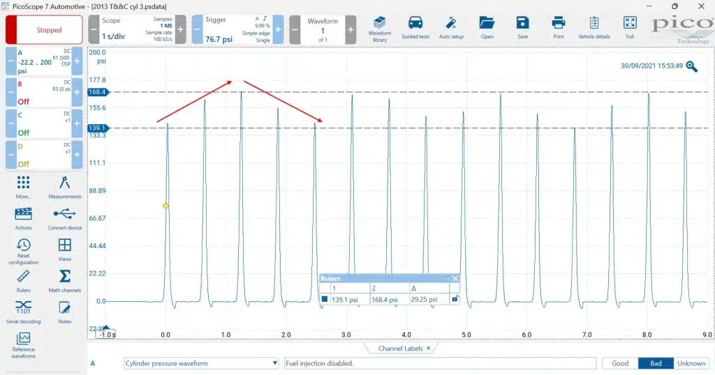 PicoScope 7 ekrano kopija