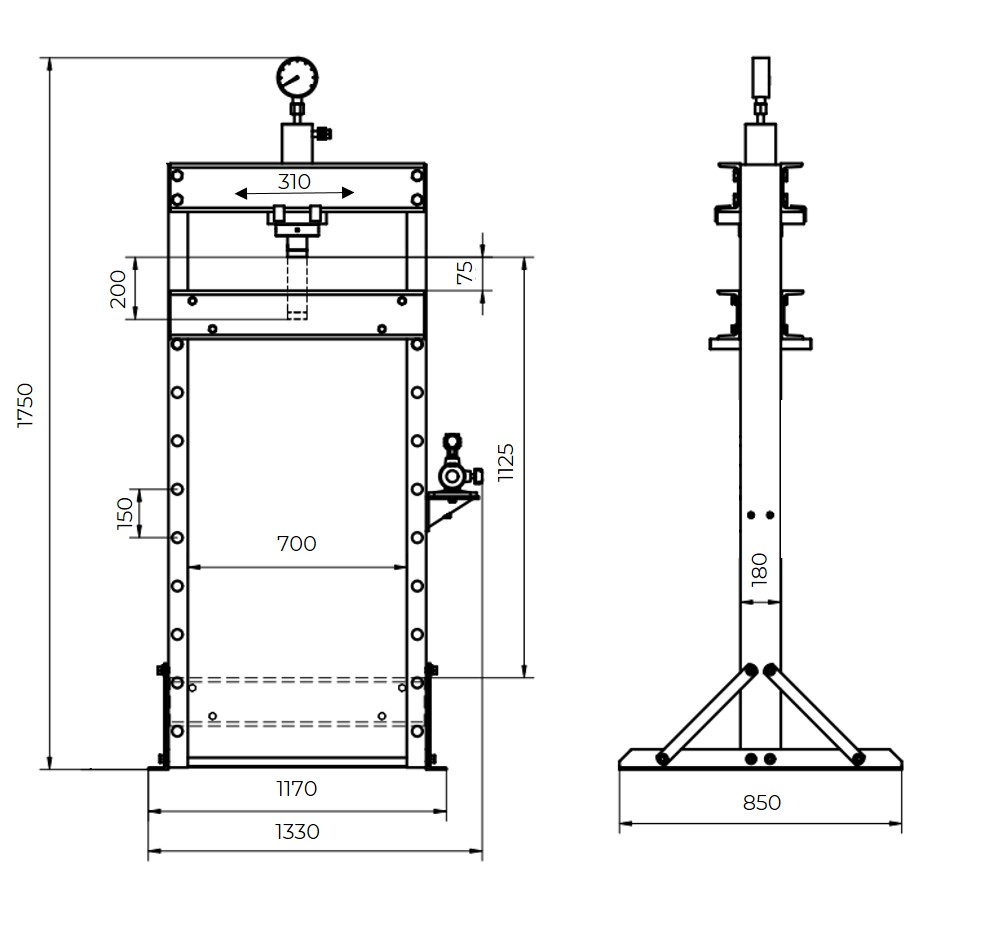 Dirbtuvių presas 50T (WP50ECO, HOLZMANN) (5)