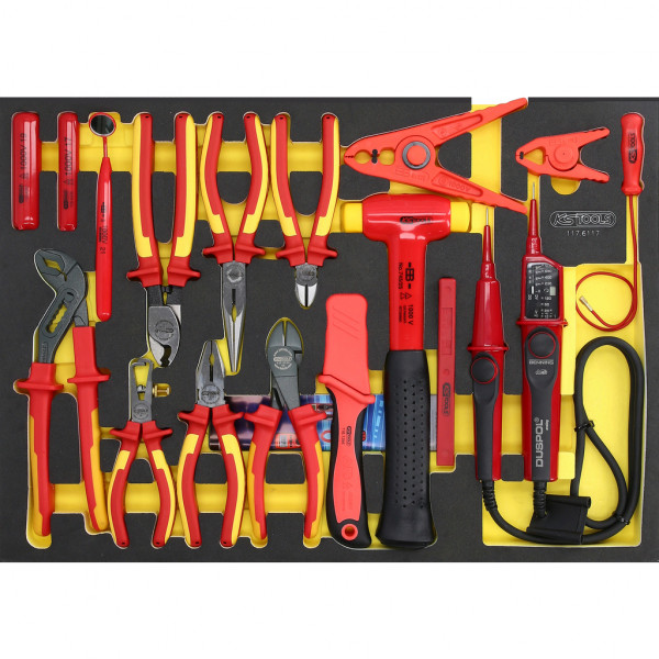 ERGOTORQUE VDE knaibļu komplekts putu ieliktnī, 17 gab. (117.6117, KS TOOLS)