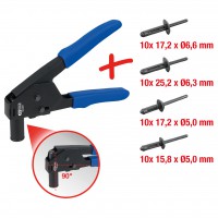 Plastic rivet pliers set with rivets, 41 pcs (150.9650, KS TOOLS)