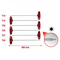 T veida roktura Torx atslēgu komplekts, īpaši garas, 6 gab., 375 mm (158.8050, KS TOOLS)