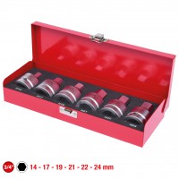 Trieciena uzgaļu muciņu komplekts 3/4", sešstūra, 6 gab., 14-24 mm (515.0000, KS TOOLS)