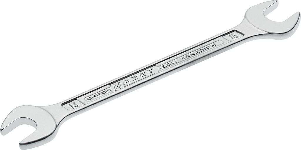 Double open-end wrench, outside hexagon profile, 14 × 15 mm (450N-14X15, HAZET)