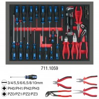 Knaibļu un skrūvgriežu komplekts, 59 gab., 1/1 sistēmas ieliktnī (711.1059, KS TOOLS)