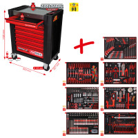 Performanceplus workshop tool trolley set P10 with 397 tools for 7 drawer (810.7397, KS TOOLS)
