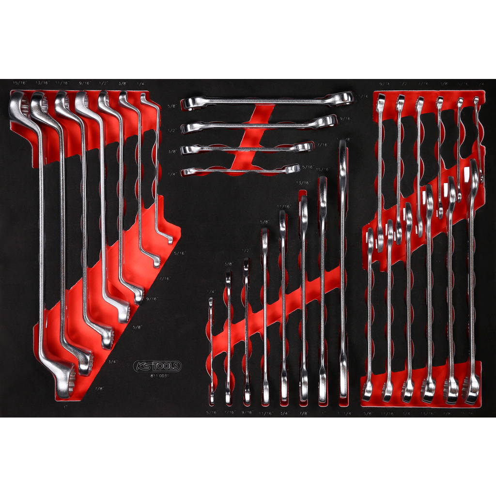 Veržliarakčių rinkinys putplasčio įdėkle, coliniai, 31 vnt. (811.0031, KS TOOLS)