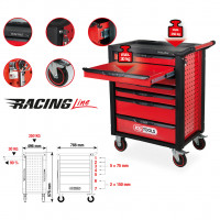 RACINGline instrumentu ratiņi ar 7 atvilktnēm, melni/sarkani (826.0007, KS TOOLS)
