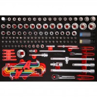1/4″ + 1/2″ muciņu komplekts putuplasta ieliktnī, 137 gab. (811.1137, KS TOOLS)