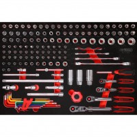1/4 collas + 3/8 collas galviņu komplekts putuplasta ieliktnī, 140 gab. (811.0140, KS TOOLS)