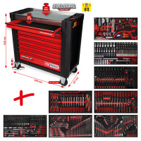 PERFORMANCEplus P25 įrankių vežimėlio rinkinys su 564 įrankiais 8 stalčiuose (825.8564, KS TOOLS)