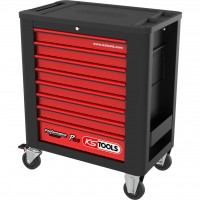 PERFORMANCEplus P15 įrankių vežimėlis su 8 stalčiais, juodas/raudonas, tuščias (873.1008, KS TOOLS)