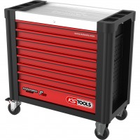 PERFORMANCEplus P25 įrankių vežimėlis su 8 stalčiais, juodas/raudonas, tuščias (873.3008, KS TOOLS)