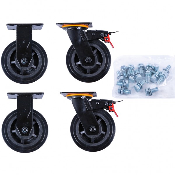 Caster set for P45 workshop trolley (873.7014): 2 swivel + 2 fixed, incl. screws (873.7014-R013P, KS TOOLS)