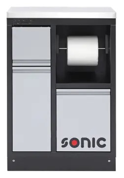Spintelė su metaliniu stalviršiu, popieriaus laikikliu ir šiukšliadėže (4731619, SONIC)