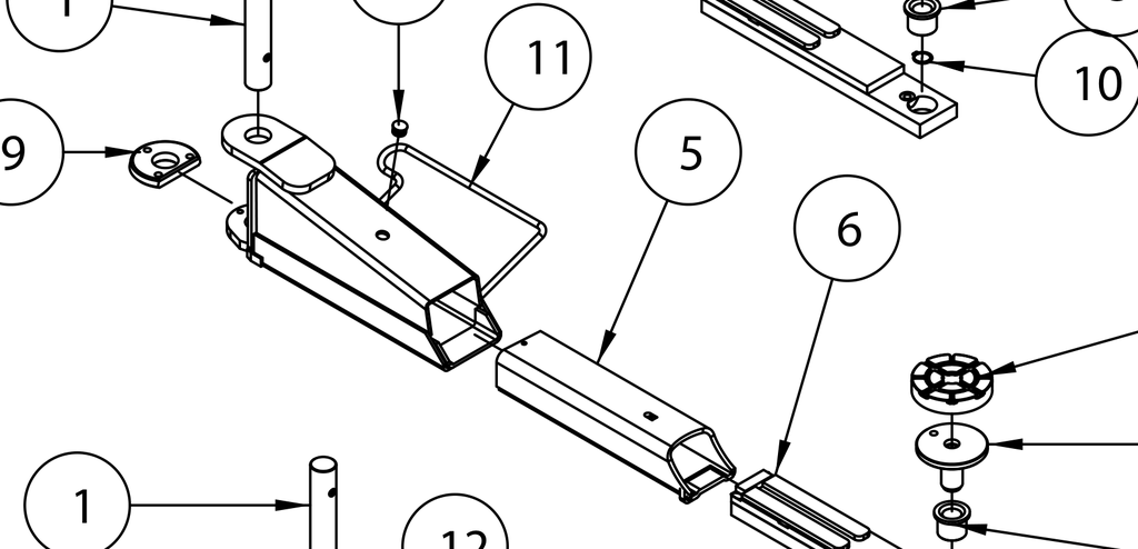 KPH370.50K Car Lift Left Short Arm, Assembled (048790240, RAVAGLIOLI)