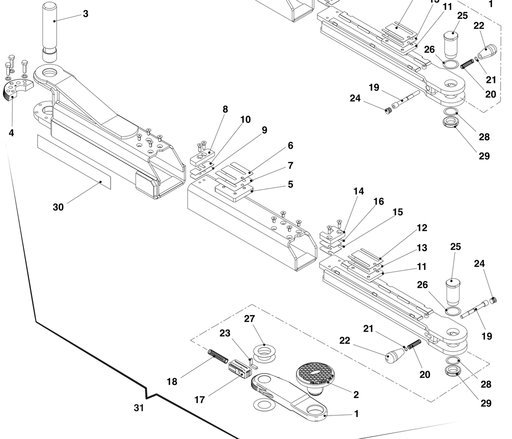 Long lift arm EV, left (049690090, RAVAGLIOLI)