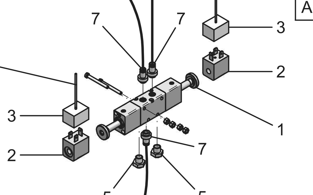 Elektromagnetinis vožtuvas 5/2 NC 1/8 24 V (129398041, RAVAGLIOLI)