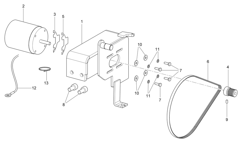 Motor unit MP56M, 90 W DC, with brake (129690073, RAVAGLIOLI)
