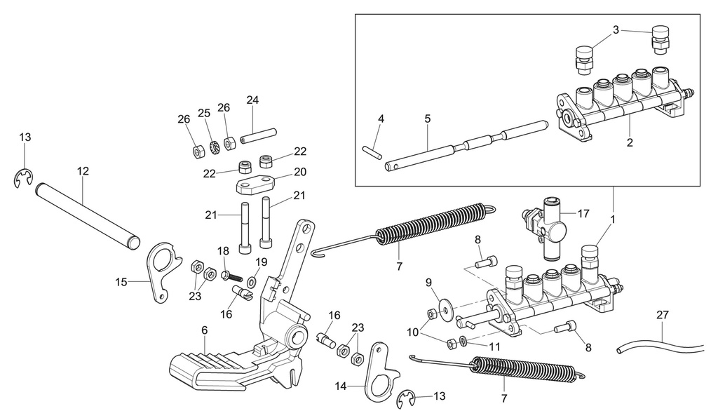 Tyre mounting lifter pedal unit (730094932, RAVAGLIOLI)
