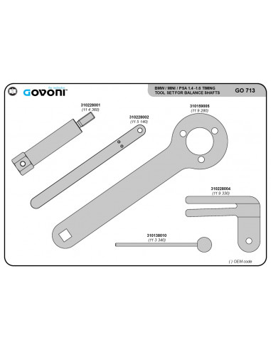 Kit for the balance shafts of bmw, mini, psa - 1.4, 1.6 petrol engines (GO713, GOVONI)