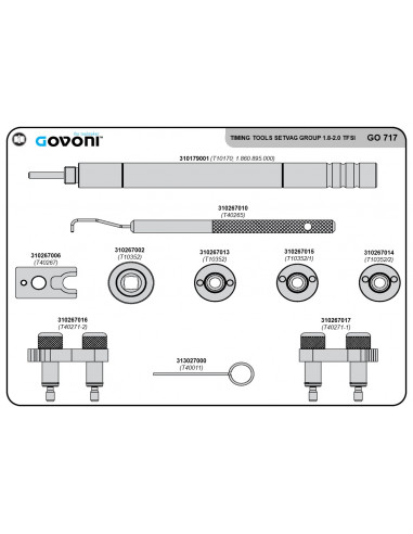 Timing tool set suitable for vw group - 1.8, 2.0 petrol engines (GO717, GOVONI)