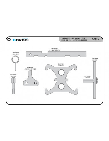 Timing tool set suitable for ford, volvo - 1.2, 1.4, 1.6 petrol engines (GO729, GOVONI)