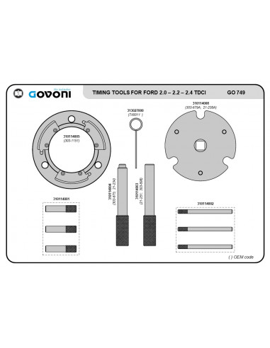 Timing tool set universal - 2.0, 2.2, 2.4 diesel engines (GO749, GOVONI)