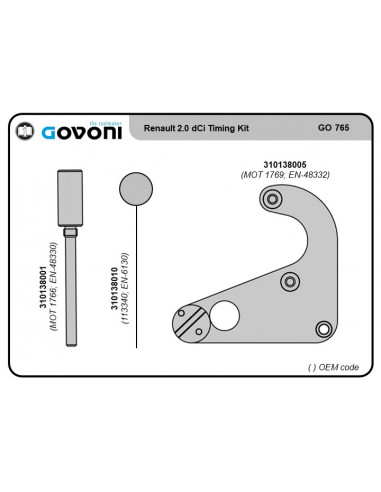 Timing tool set suitable for renault, nissan, opel - 2.0 diesel engines (GO765, GOVONI)