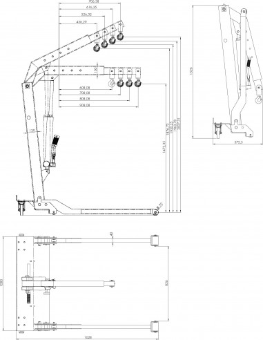 Hydraulic folding workshop crane, 1 t, made in Italy (GO1610PRO, GOVONI)