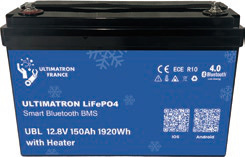 Lithium battery LiFePO4 12.8V 200Ah with Bluetooth and smart BMS and heater (UBL-12-200H-PRO, ULTIMATRON)