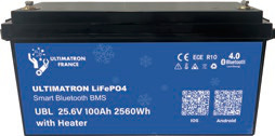 Ličio akumuliatorius LiFePO4 25,6 V 100 Ah su Bluetooth, išmaniuoju BMS ir šildymu (UBL-24-100H-PRO, ULTIMATRON)